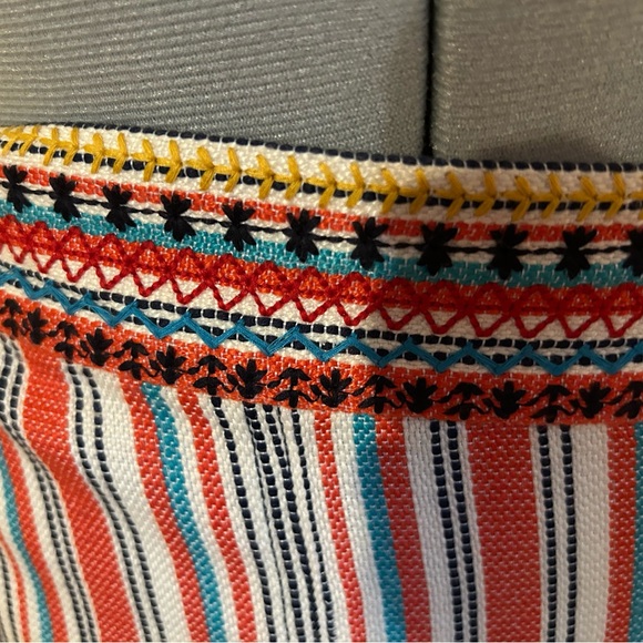 Anthropologie Maeve Sophy Embroidered-Waist Striped A-Line Skirt Size 16 - Picture 7 of 11